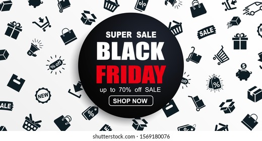 Black Friday sale promotional marketing banner / poster for decoration - for stock vector