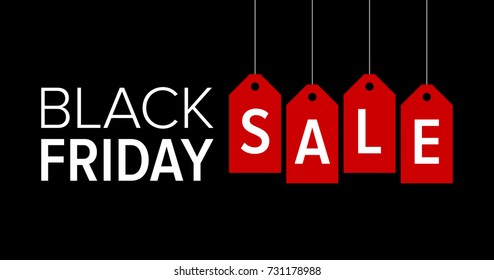 Werbebanner für Black Friday / Poster mit roten Tags, Vektorgrafik