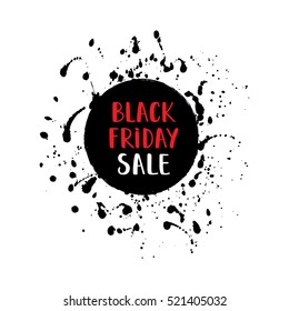 Black Friday sale promotional poster. Hand drawn paint texture.