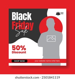 Black Friday sale promotional social media posts, web banner ads template, ecommerce sale promotion advertising template design