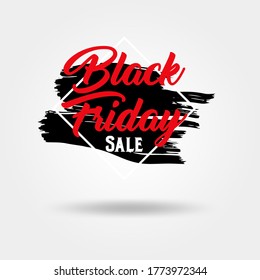 Black Friday sale promotions. Abstract grunge black brush stroke and square frame. Vector illustration.