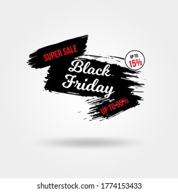 Black Friday sale promotions. Abstract grunge black brush stroke and square frame. Vector illustration.
