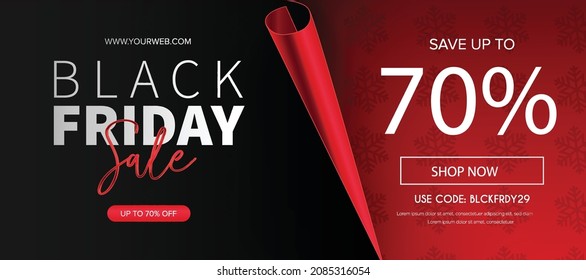 black friday sale with realistic 3d paper page vector design illustration
