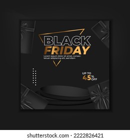 black friday sale. Realistic 3d design black podium. for promotional marketing discount and online shopping concept. vector template