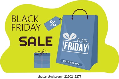 Black Friday Sale. Realistic 3d design stage podium, round studio, gold neon lights, gift box black, red bow, shopping bag, big percent label discount. Creative marketing concept. Vector illustration.