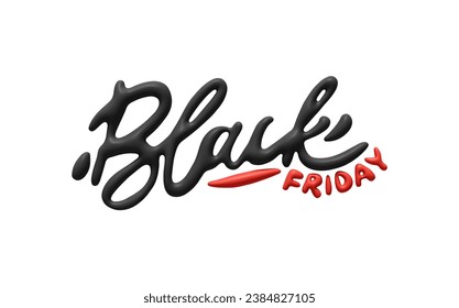 Black Friday Sale. Realistic 3d lettering black red colors. Sale Promo banner and poster. Text on white background. vector illustration