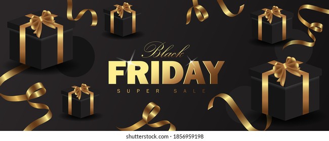 Black friday sale with realistic golden