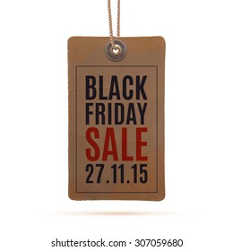 Black Friday sale. Realistic, vintage price tag , isolated on white background. Vector illustration.