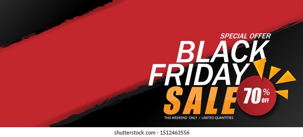 Black Friday Sale. Black and red background. Vector illustration.