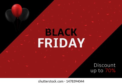 Black Friday. Black Friday sale, black and red balloons background