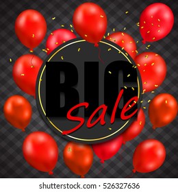 Black Friday Sale with red balloons background. Vector Illustration 