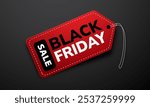 Black Friday Sale Red Tag On Isolated Black Background. Suitable For Black Friday Business Holiday