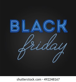 Black Friday Sale retro light frame. Neon design. Total Sale Discount Banner retro vintage style. Vector illustration