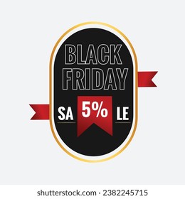 Black Friday Sale Ribbon Design with Gradient Colors 