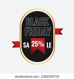 Black Friday Sale Ribbon Design with Gradient Colors 