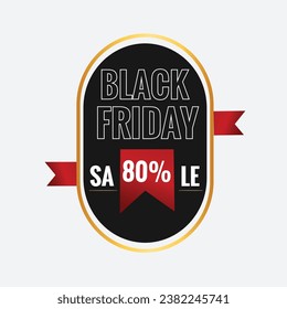 Black Friday Sale Ribbon Design with Gradient Colors 