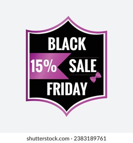 Black Friday Sale Ribbon Design with Purple Pink gradient color