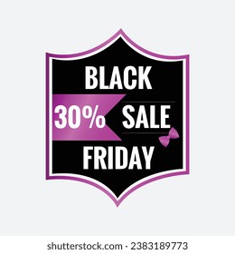 Black Friday Sale Ribbon Design with Purple Pink gradient color