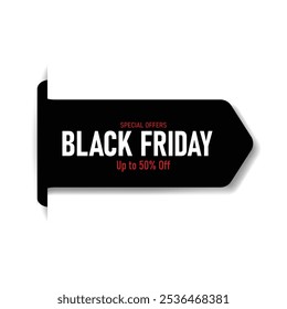 Fita de venda Black Friday isolado no fundo preto.