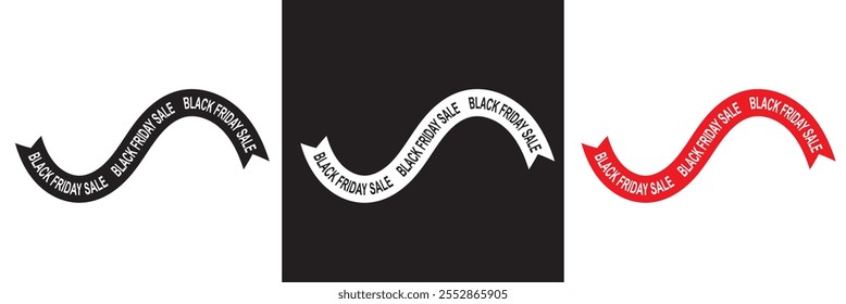 Black Friday venda fita tag com texto. Design moderno com tipografia Black Friday e fundo de fita de venda. Conceito criativo para anúncio Black Friday, cartaz, banner etc ilustração vetor . EPS 10