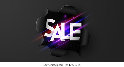 Black Friday sale. Ripped paper Mega Sale Banner. Vector illustration.