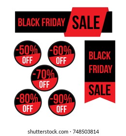 Black friday sale round banners, stickers 