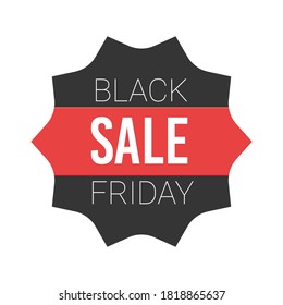 Black friday sale round starburst sticker - circular promo badge or label with star and sun burst edges for black friday and cyber monday discount advertising campaign. Circle sticker with sale sign.