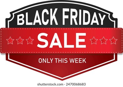 Black friday sale Royalty Free Vector badge design 2024