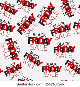 Black Friday sale seamless pattern. Special offer discount. Lettering on white background. Vector illustration.