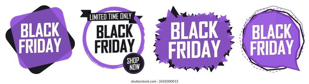 Black Friday Sale. Set discount banners and promo tags 