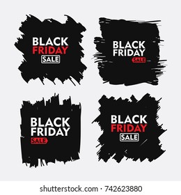 Black Friday Sale set. Flat Vector Design. Banners, Stickers, Badge, Poster, Sign, Tag 