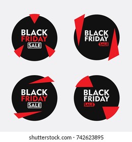 Black Friday Sale set. Flat Vector Design. Banners, Stickers, Badge, Poster, Sign, Tag 