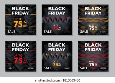 Black Friday Sale Set Of Social Media Banners Posters Or Flyers Template