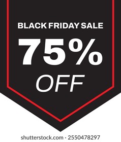 Black Friday Sale Seventy Five Percent Discount Vector Sticker Tag