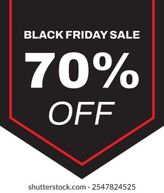 Black Friday Sale Seventy Percent Discount Vector Sticker Tag