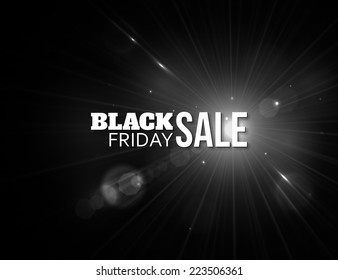 Black friday sale. Shining christmas background with blurred bokeh lights and place for text. Vector illustration.