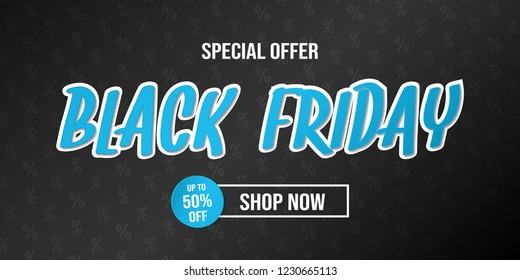 Black Friday Sale - shiny poster with text. Vector.