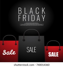 Black Friday Sale with Shopping Bag . Black Friday Background Poster