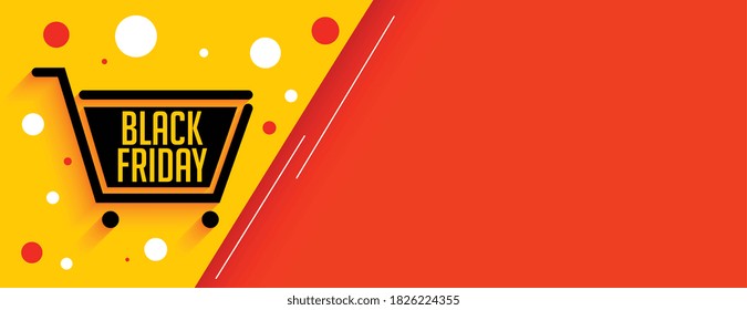 Black friday sale shopping cart banner with text space