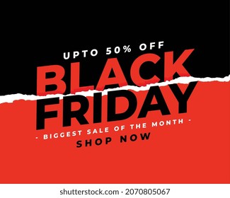 black friday sale shopping template in torn paper style