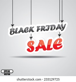 Black Friday sale Sign Hanging isolated on white. Vector