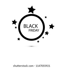 Black Friday sale sign icon. Special offer symbol with shadow and border and stars. Vector