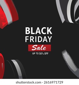 black friday sale sign surrounded by red and black balloons