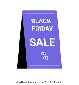 Black Friday Sale Signboard With Discount Symbol In Flat Vector Illustration Symbolizing Shopping Promotion And Seasonal Discount, Isolated On White Background