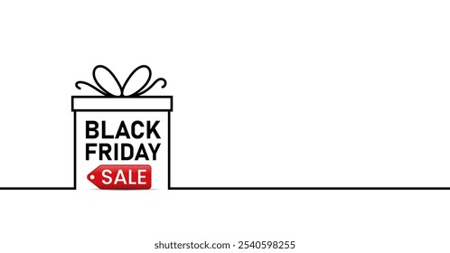 venta de viernes negro diseño de Anuncio blanco simple con una caja de regalo. Caja de regalo de estilo de forro o presente Diseño de Anuncio de venta de Black Friday