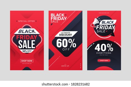 Black friday sale social media stories template design collection