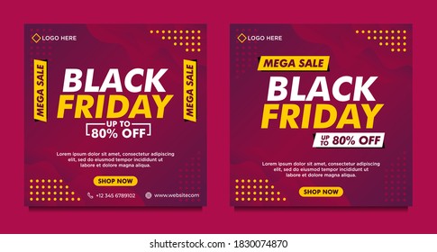Black Friday sale social media banner template with purple background gradient style
