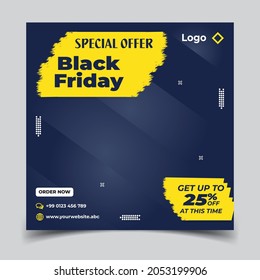 Black Friday sale social media post, Web Banner Of Square Flyer Vector template
