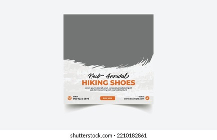 Black Friday Sale Social Media Post Template, New Collection Fashion Sale Post Template, Travel Hiking Shoes Sale Social Media Post Template Design