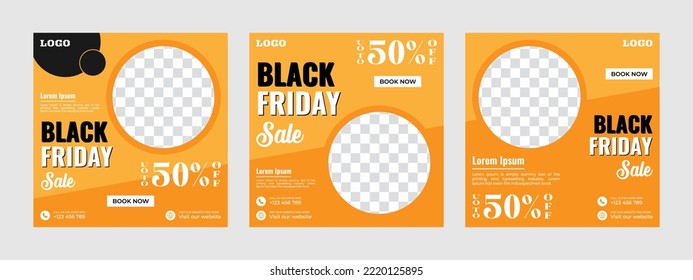 Black friday sale social media banner template and Instagram post. suitable for social media post, web ads, internet ads, advertising banner. Black Friday holiday event.